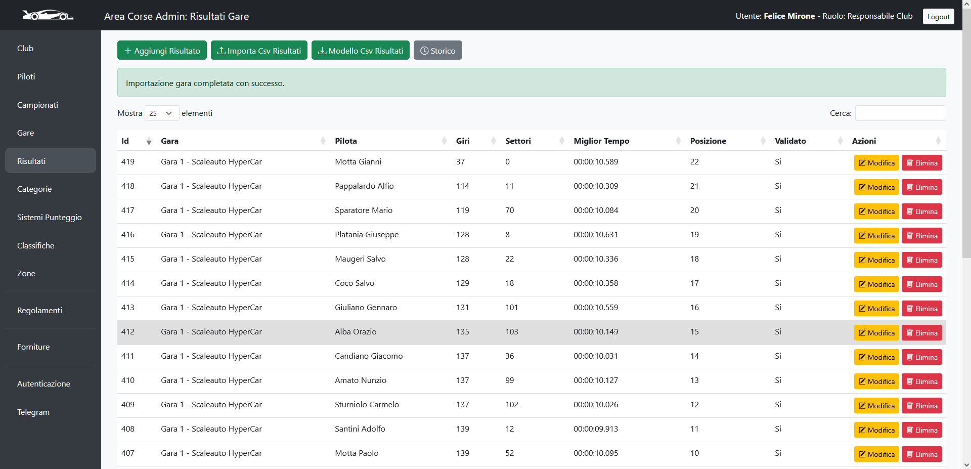 Step 8: Esito dell'operazione